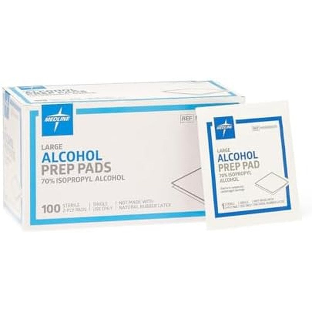 Medline Sterile Alcohol Prep Pads 100 count box front view
