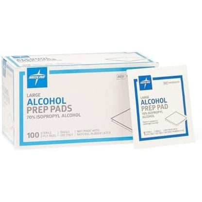 Medline Sterile Alcohol Prep Pads 100 count box front view