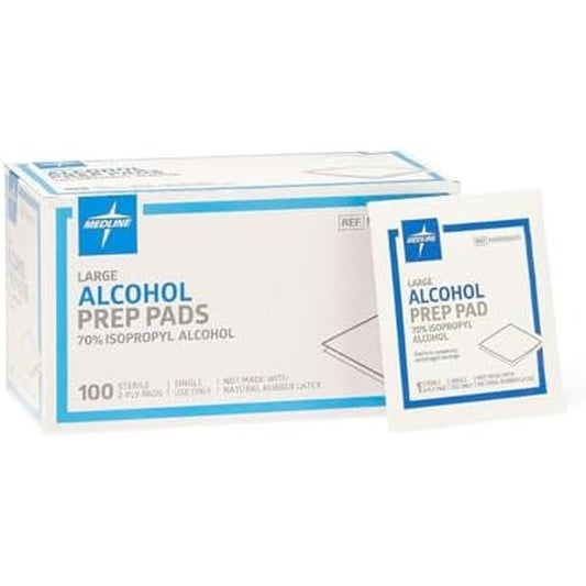 Medline Sterile Alcohol Prep Pads 100 count box front view
