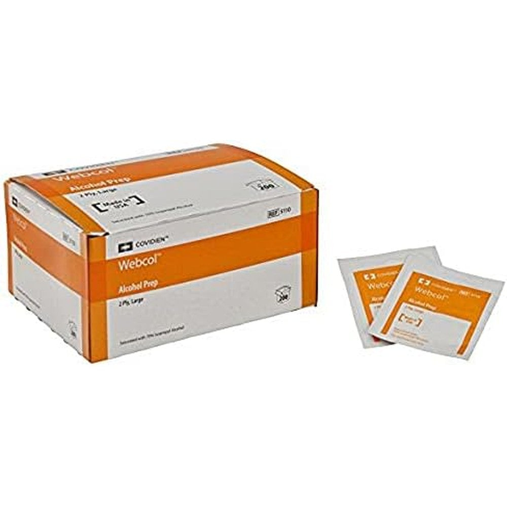 Covidien 5110 Webcol Alcohol Prep Pads front box view sterile medical supply
