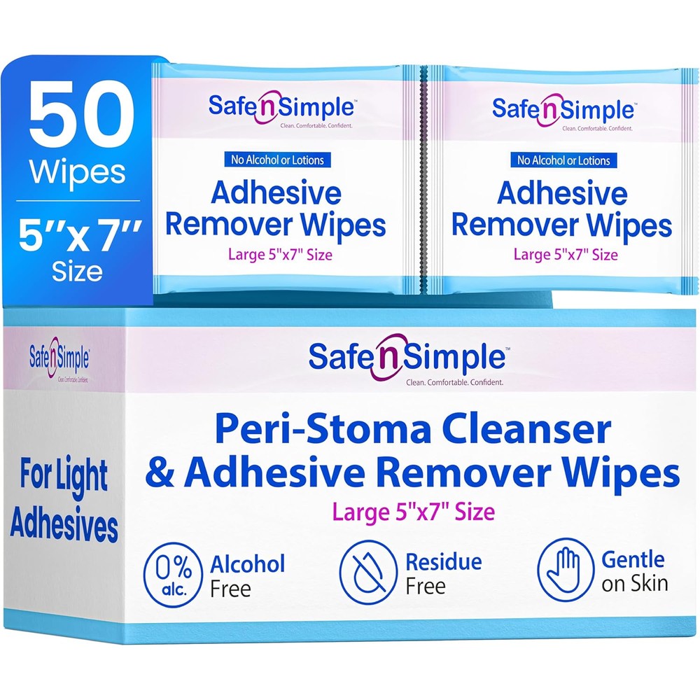 Safe n' Simple Adhesive Remover Wipes front view for medical adhesive removal.