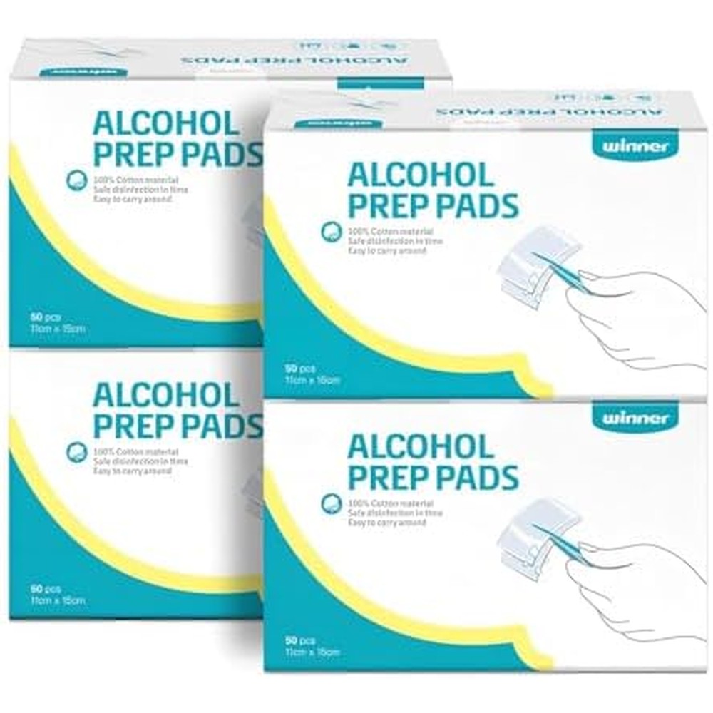 Winner Alcohol Prep Pads 200 count box front view medical grade wipes