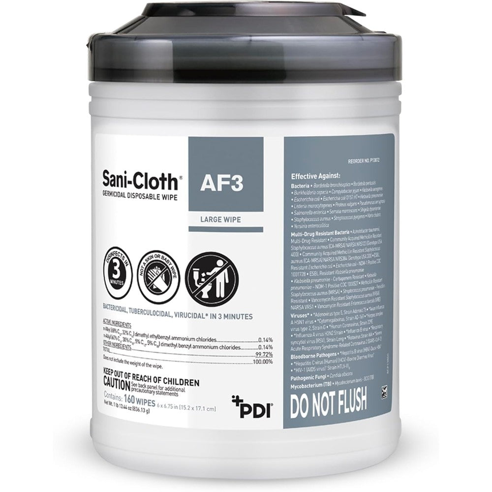 PDI Sani-Cloth AF3 canister front view for hospital grade disinfection