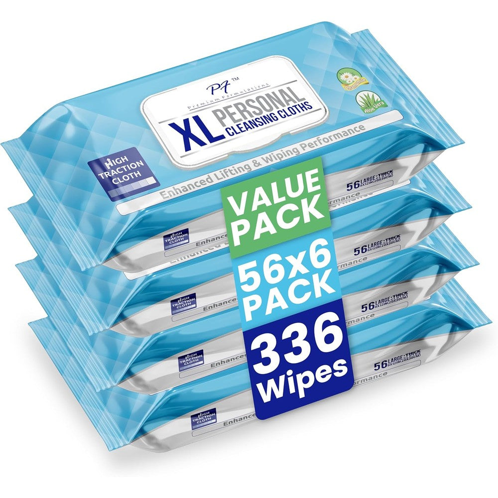 Premium Formulations XL Adult Wipes 4 pack bundle front view for incontinence care.