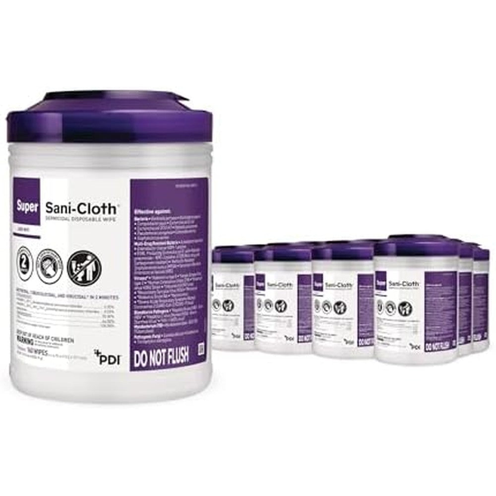 PDI Super Sani-Cloth Germicidal Disposable Wipe canister front view hospital grade disinfection