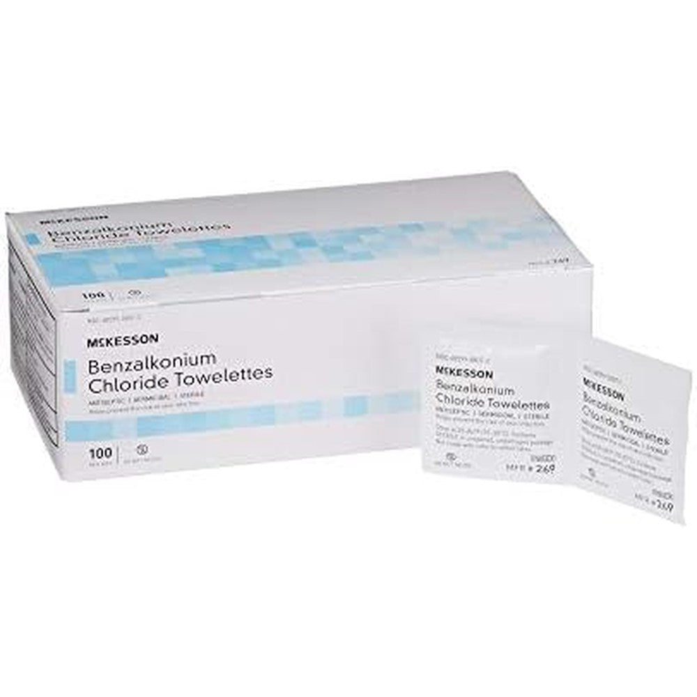 McKesson Benzalkonium Chloride Towelettes 1000 count bulk box front view