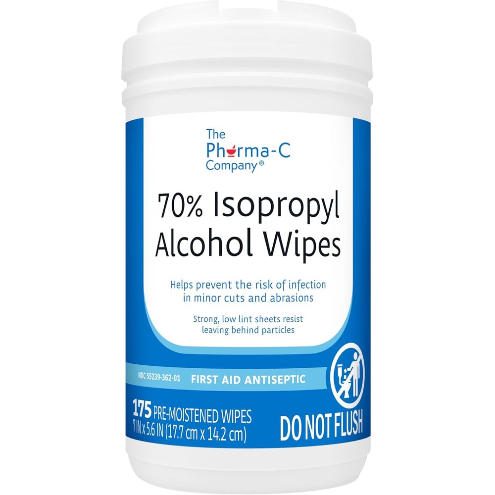 The Pharma-C Company 70 Percent Isopropyl Alcohol Wipes 175 Count canister front view
