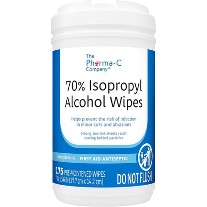 The Pharma-C Company 70 Percent Isopropyl Alcohol Wipes 175 Count canister front view