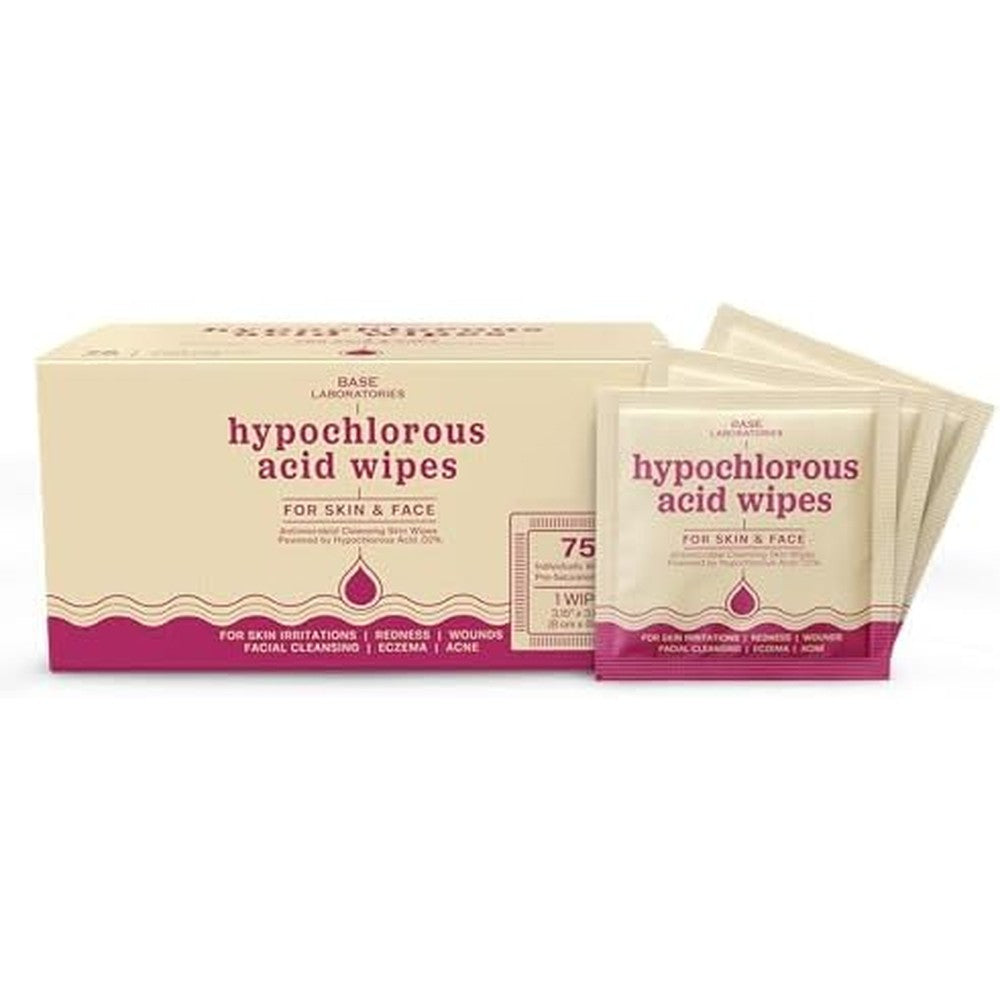 Base Laboratories Hypochlorous Acid Wipes box front view for eczema relief.