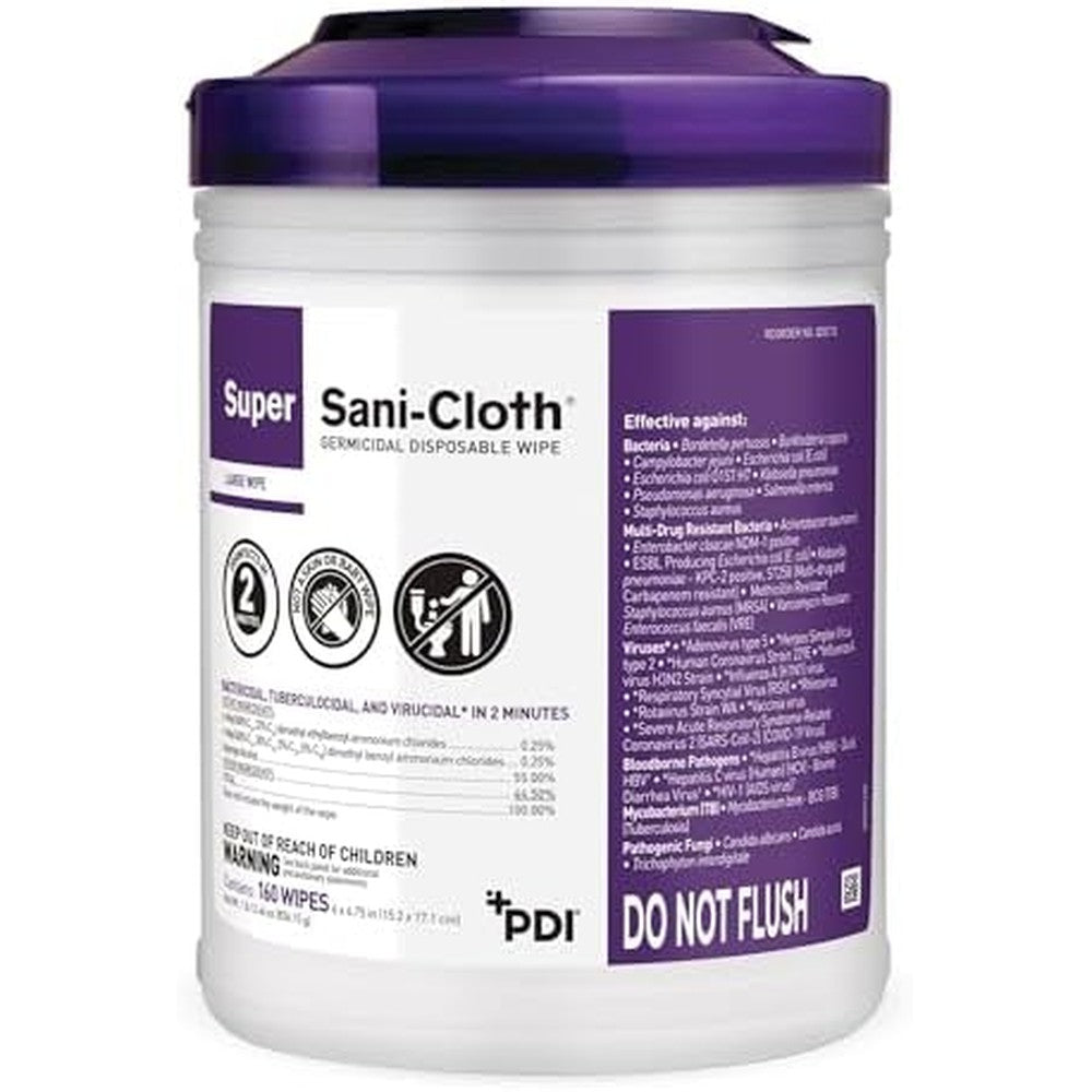 PDI Super Sani-Cloth Germicidal Wipes three pack front view hospital grade disinfectant