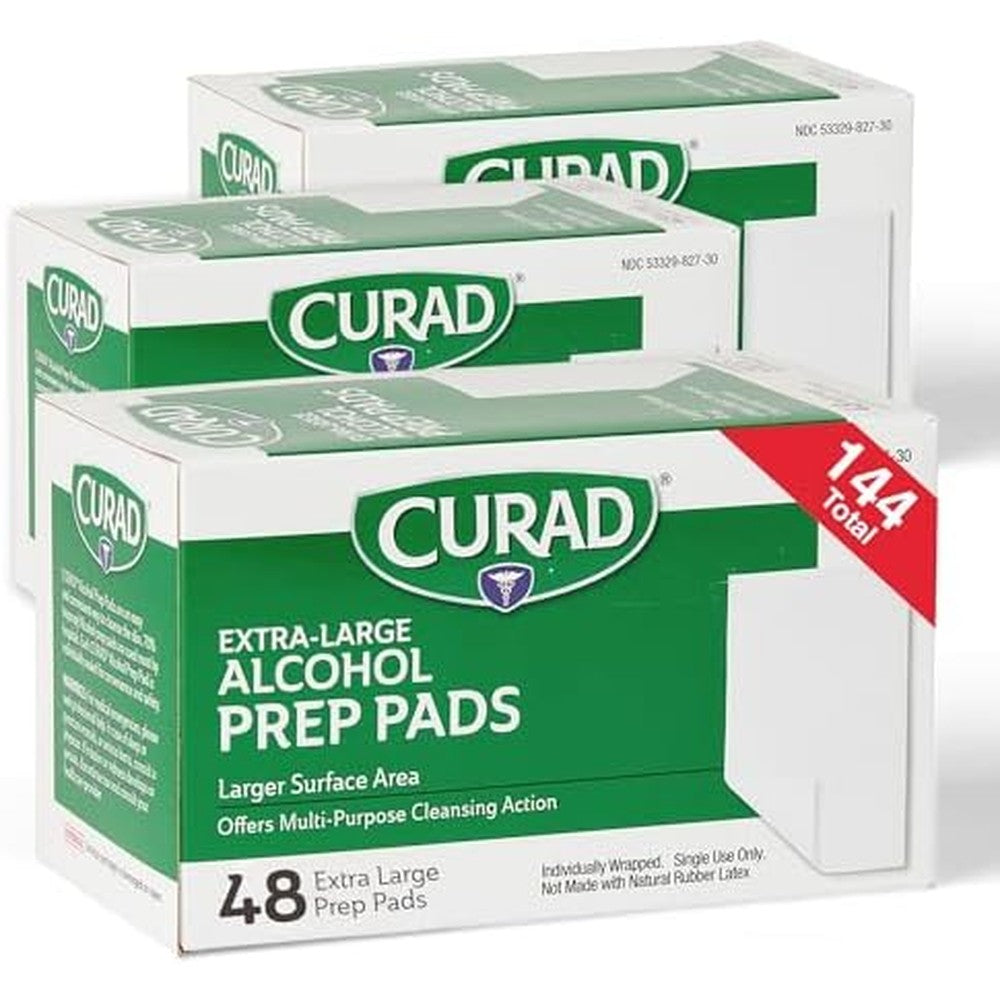 Curad Extra Large Sterile Alcohol Prep Pad 48 count box front view