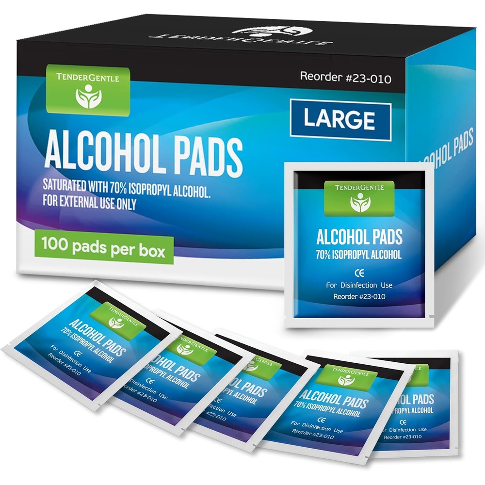 TenderGentle Alcohol Prep Pads 100 Count box front view for medical skin preparation