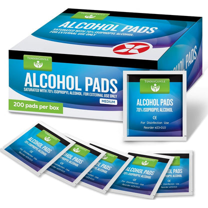 TenderGentle 200 count alcohol prep pads box front view antiseptic wipes.