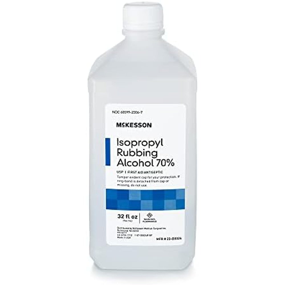 McKesson Isopropyl Rubbing Alcohol 70% [1 Count] USP First Aid Antiseptic, 32 oz