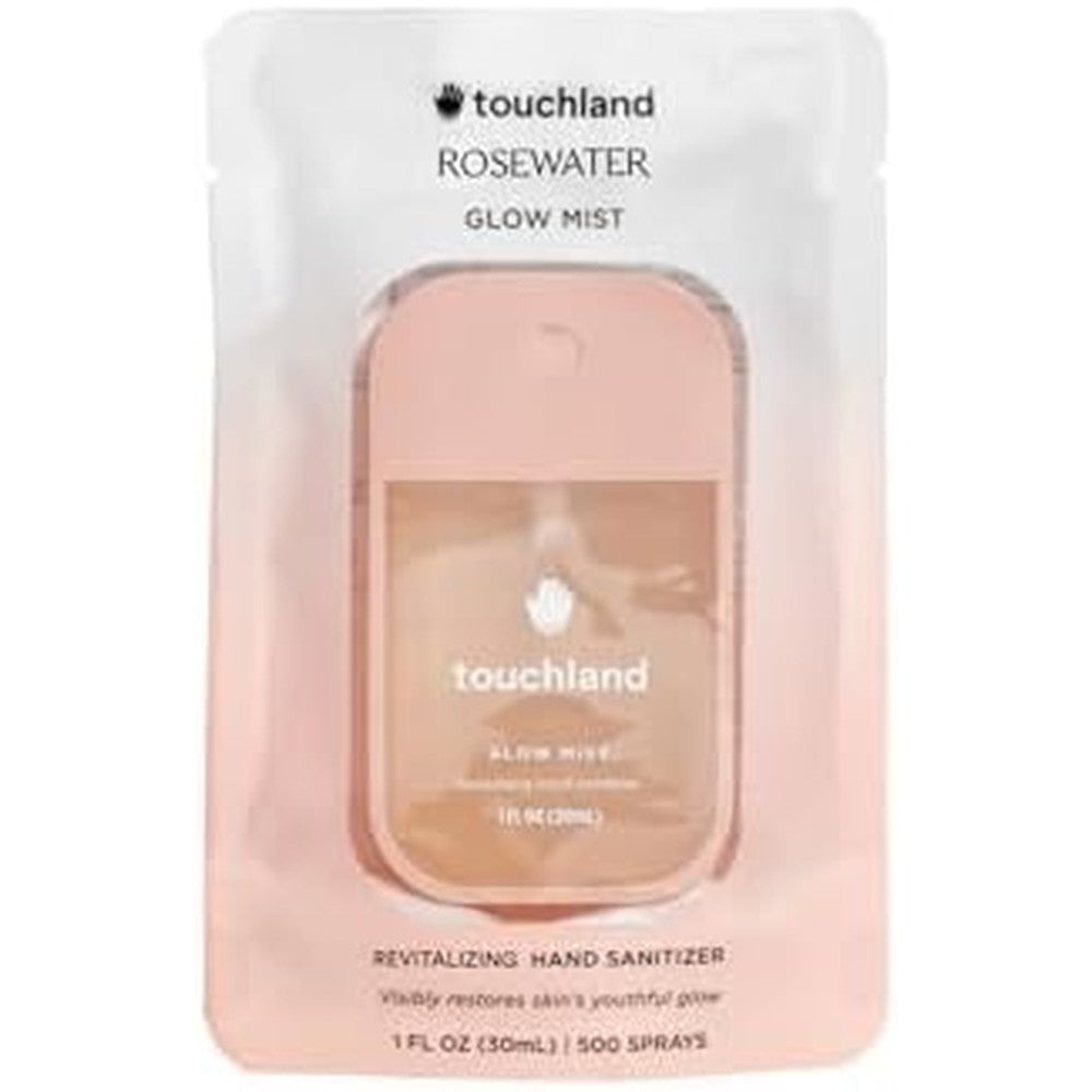 Touchland Glow Mist Revitalizing Hand Sanitizer Spray, Rosewater scented, 1FL. OZ. Travel Size