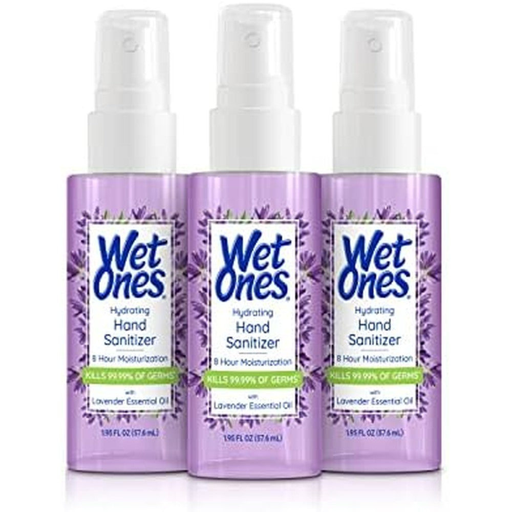 Wet Ones Hydrating Hand Sanitizer Spray Mist | Lavender-Scented Spray Hand Sanitizer Travel Size, 1.95oz (3 Pack)