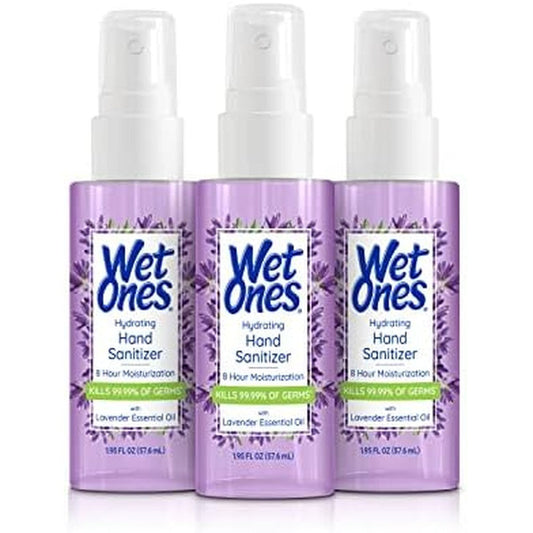 Wet Ones Hydrating Hand Sanitizer Spray Mist | Lavender-Scented Spray Hand Sanitizer Travel Size, 1.95oz (3 Pack)