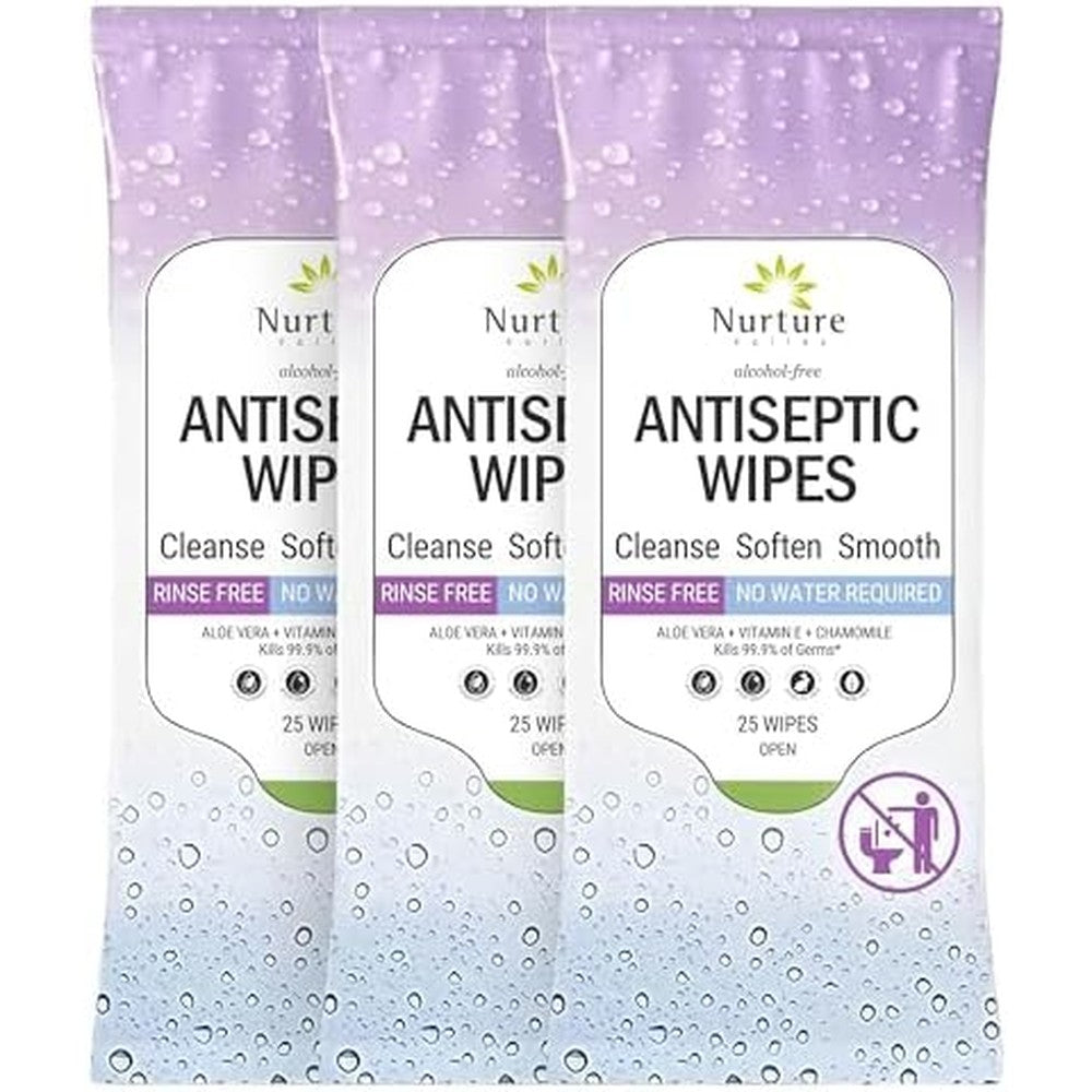 Nurture XL Antibacterial Body & Hand Wipes | Alcohol-Free Antiseptic Wet Sanitizer Towelettes for Germ Removal, Disinfecting Skin, Sanitizing Hands |Cleaning Cloths | Adults & Baby | Thick & Strong