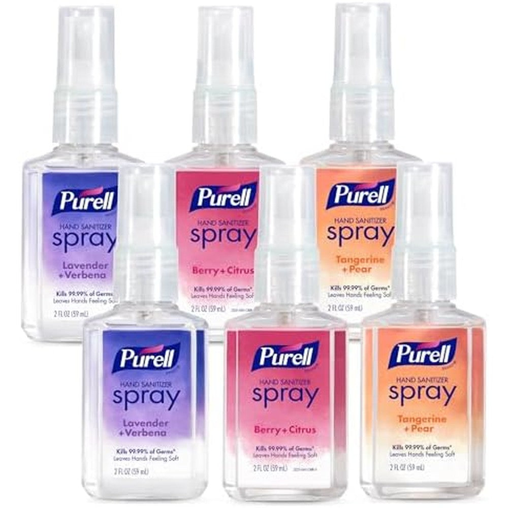 PURELL Hand Sanitizer Spray, Infused with Essential Oils, Scented Variety Pack, 2 fl oz Travel-Size Bottle (Pack of 6) - 2026-04-ECMP