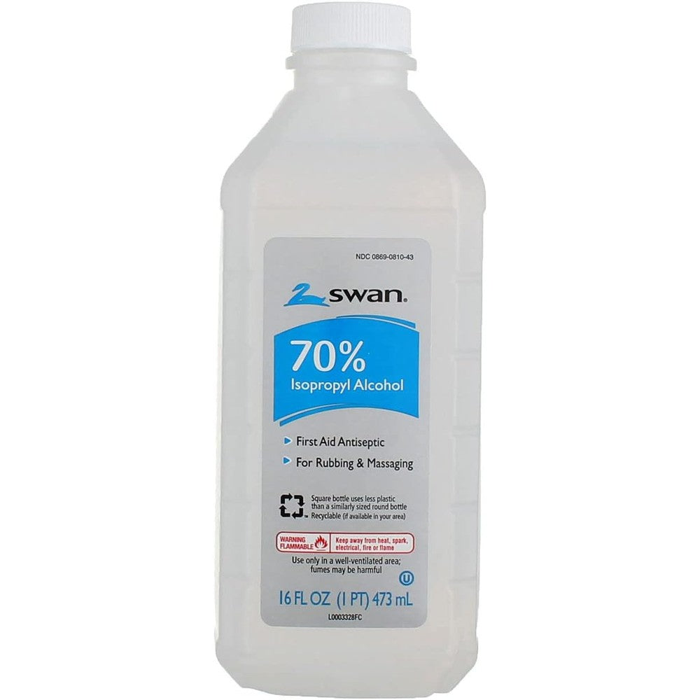 Vi-Jon Swan 70% Isopropyl Alcohol 16 Fluid Ounce front view first aid antiseptic.