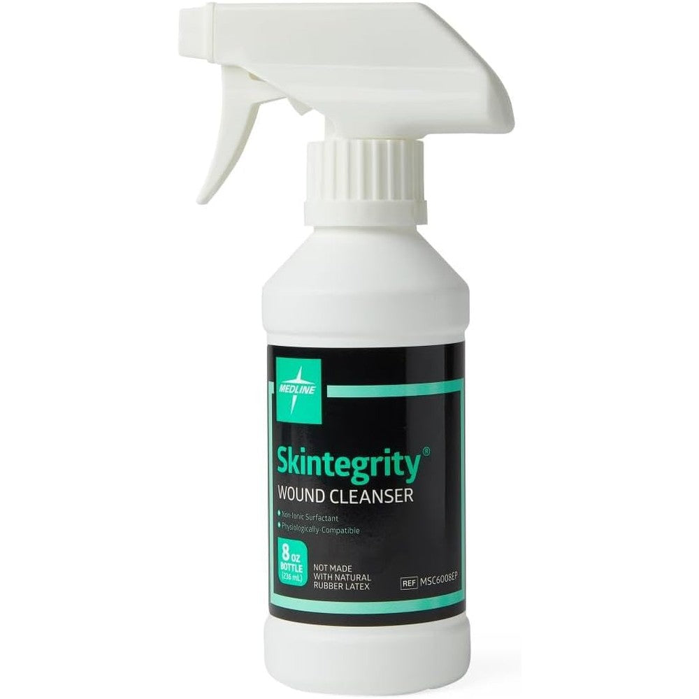 Medline Skintegrity Wound Cleanser front view showing 8 ounce spray bottle nozzle