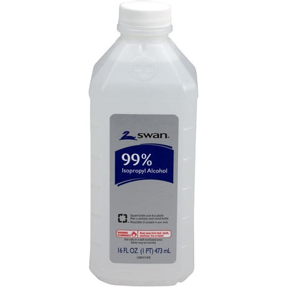 Swan Isopropyl Alcohol 99 Percent 16 Ounce front view bottle for topical antiseptic care