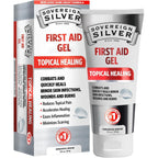 Sovereign Silver First Aid Gel front view of 2 ounce bottle with convenient pump for homeopathic wound care