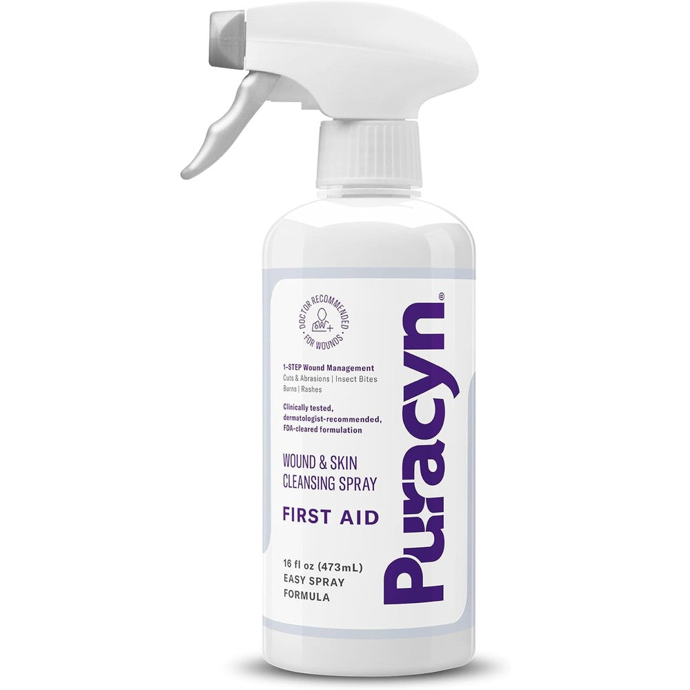 Puracyn Plus First Aid Wound and Skin Cleanser 16 fluid ounce bottle front view for advanced first aid care.