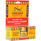 Tiger Balm Red Extra Strength pain relieving ointment front packaging view for muscle relief
