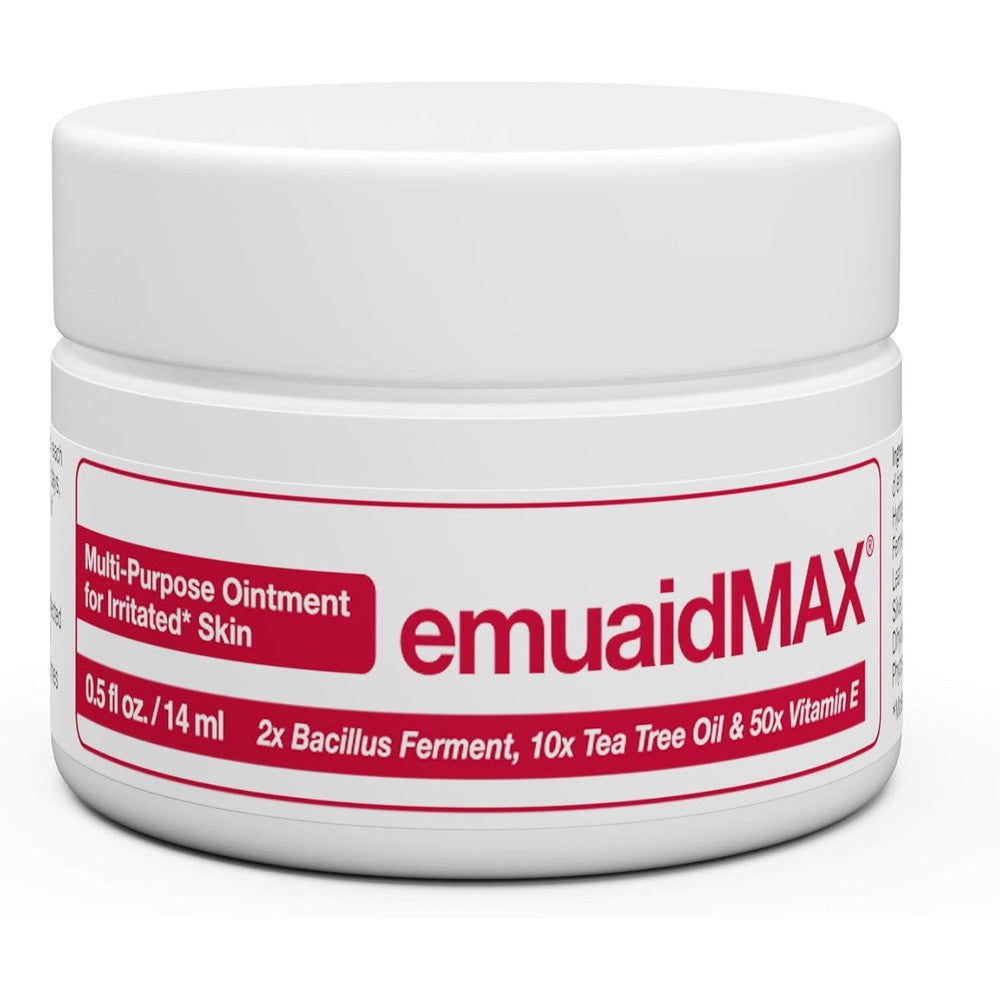 Emuaid EMUAIDMAX Ointment maximum strength 2 ounce front view container for itchy skin relief.