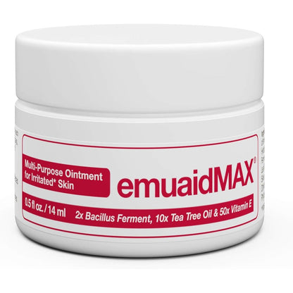 Emuaid EMUAIDMAX Ointment maximum strength 2 ounce front view container for itchy skin relief.
