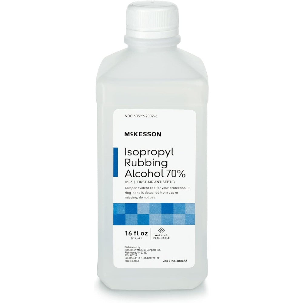 McKesson Isopropyl Rubbing Alcohol 70 percent 16 ounce bottle front view