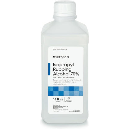 McKesson Isopropyl Rubbing Alcohol 70 percent 16 ounce bottle front view