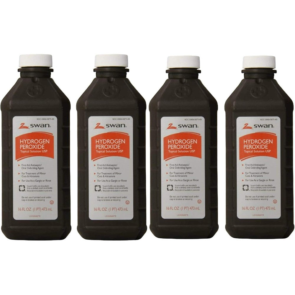 Swan Hydrogen Peroxide Topical Solution front view showcasing the iconic brown bottle and three percent formula label.