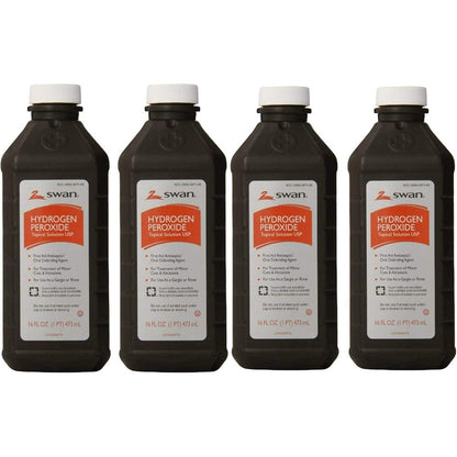 Swan Hydrogen Peroxide Topical Solution front view showcasing the iconic brown bottle and three percent formula label.