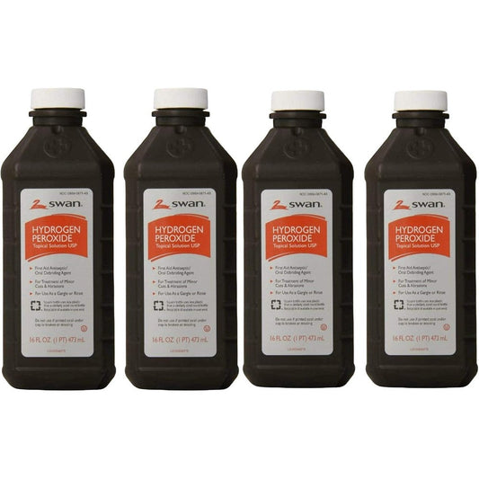 Swan Hydrogen Peroxide Topical Solution front view showcasing the iconic brown bottle and three percent formula label.