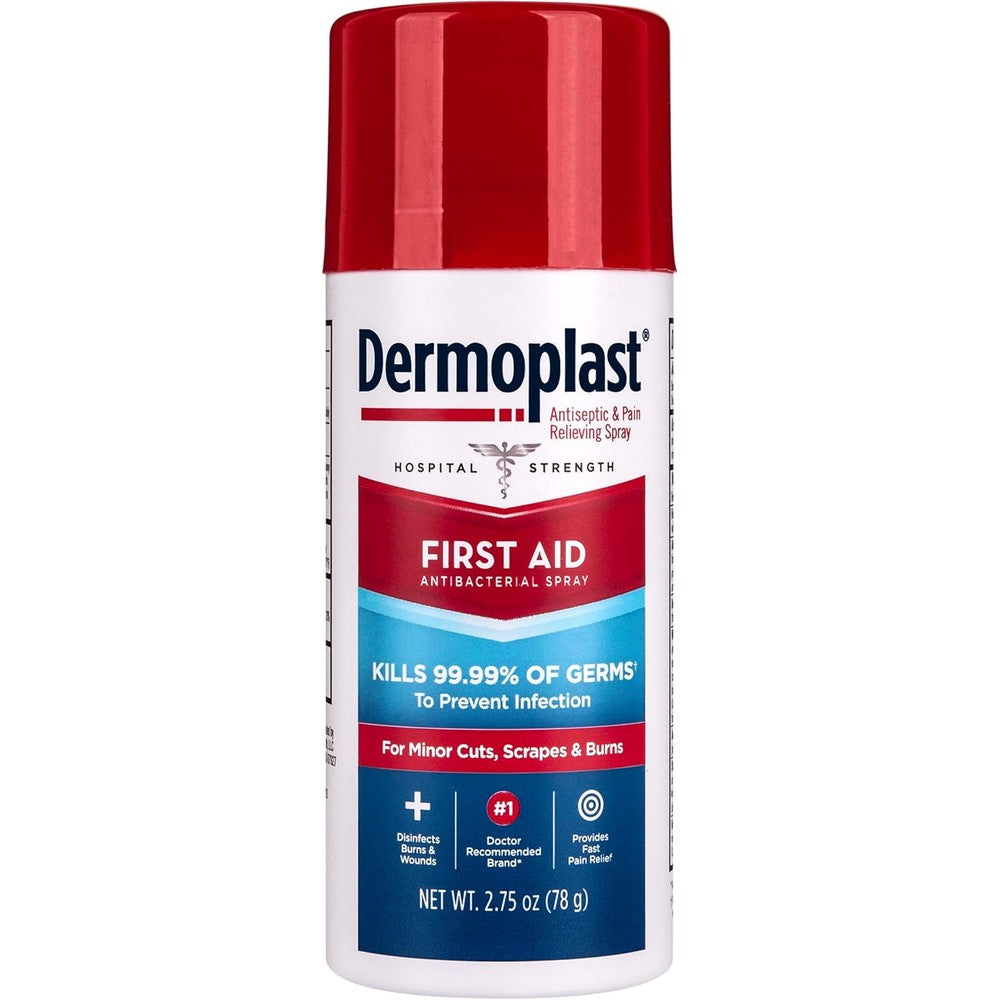 Dermoplast First Aid Spray 2.75 Ounce front view bottle for antiseptic wound care