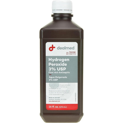 Dealmed Hydrogen Peroxide 3 Percent USP front view bottle for medical first aid kit