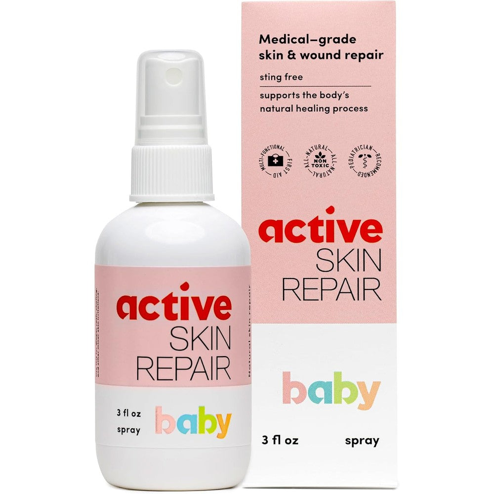 BLDG Active Skin Repair Baby Spray front view bottle for natural diaper rash relief