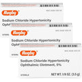 Rugby Laboratories Sodium Chloride Hypertonicity Ophthalmic Ointment 5 percent front view packaging for corneal edema relief.