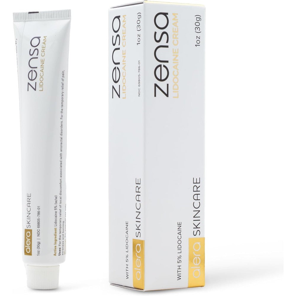 Zensa Numbing Cream 5 percent lidocaine maximum strength topical anesthetic front view packaging