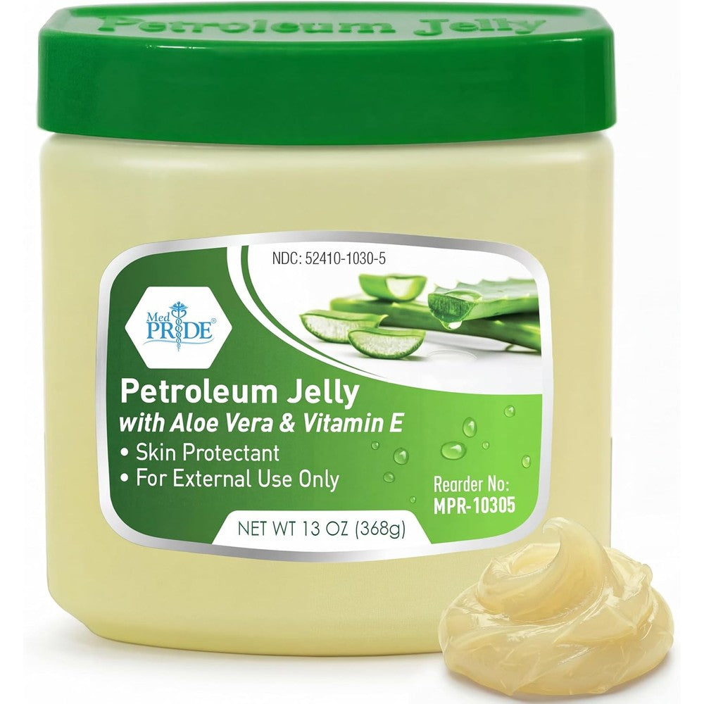 MED PRIDE Petroleum Jelly with Aloe Vera and Vitamin E 13 Ounce front view tub
