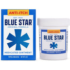 Blue Star Anti-Itch Medicated Ointment 2 Ounce jar front view for ringworm relief.
