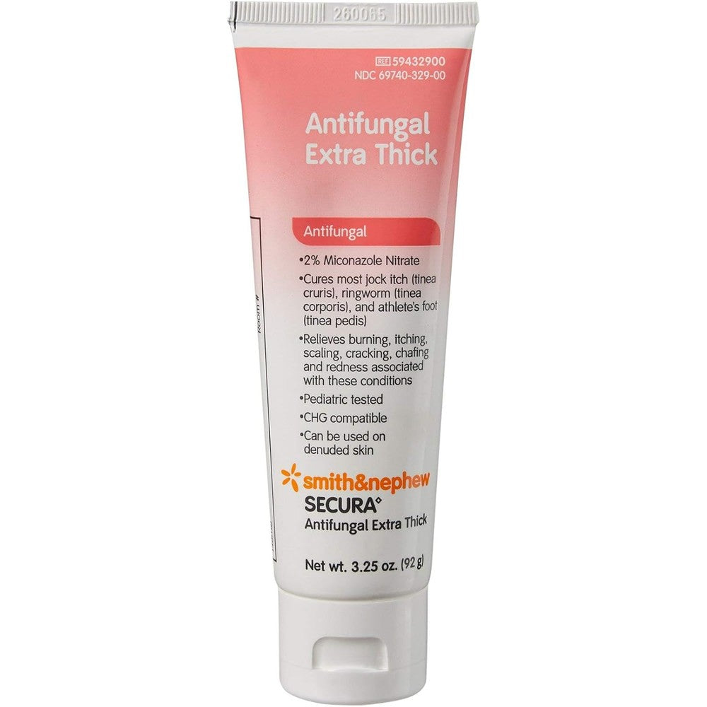 Smith & Nephew Secura Antifungal Extra Thick Cream front tube view for ringworm treatment.