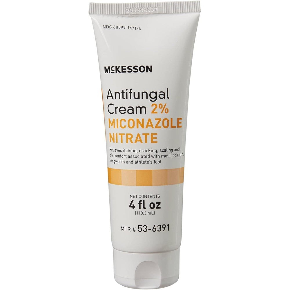 McKesson Antifungal Cream four ounce tube front view for fungal infection treatment.