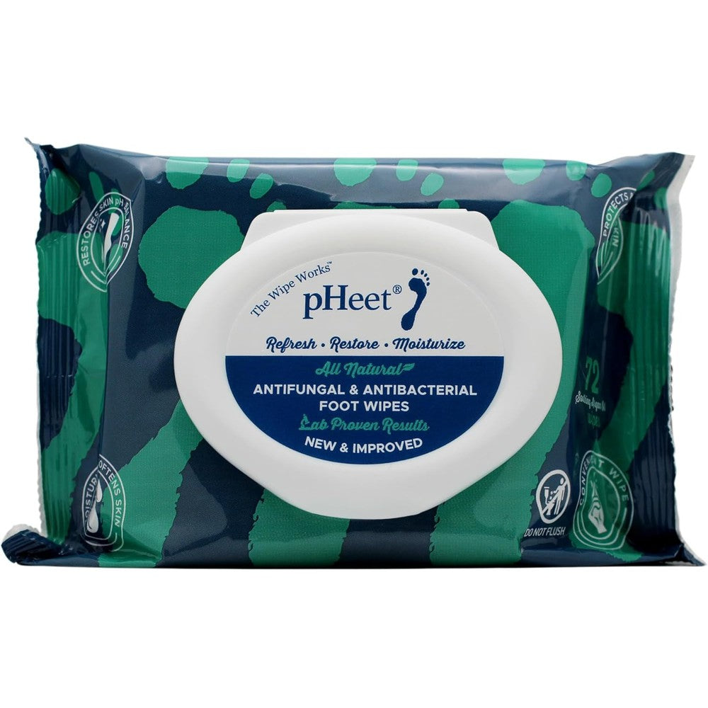 pHeet Antifungal Foot Wipes front packaging for fungus treatment.