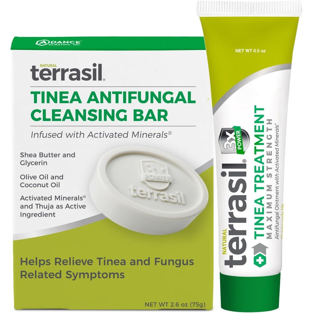 Terrasil Tinea Versicolor Treatment Cream and Soap Kit front view for fungal relief