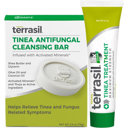 Terrasil Tinea Versicolor Treatment Cream and Soap Kit front view for fungal relief