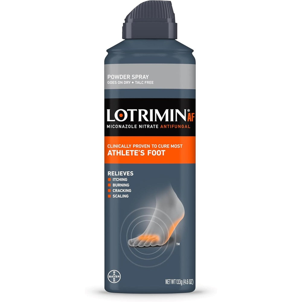 Lotrimin AF Athlete's Foot Powder Spray pack of 3 front view showing antifungal benefits.