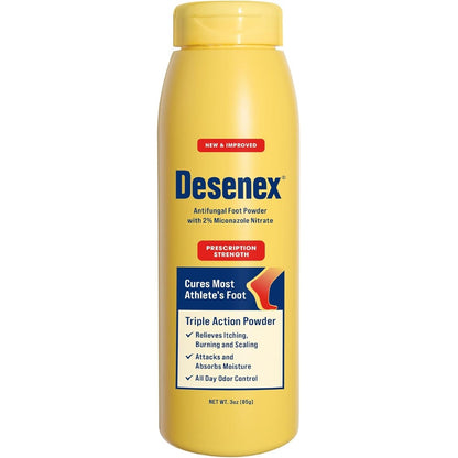 Desenex Anti Fungal Foot Powder three ounce bottle front view for athlete foot treatment